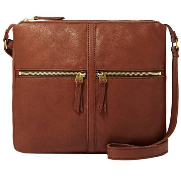 Fossil Handbags - •FOSSIL• Erin Crossbody Brown Leather Bag.